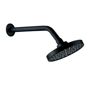Ducha Regadera ABS Acquabela Bassano Redonda Negra 6" Brazo 30cm 1 Función